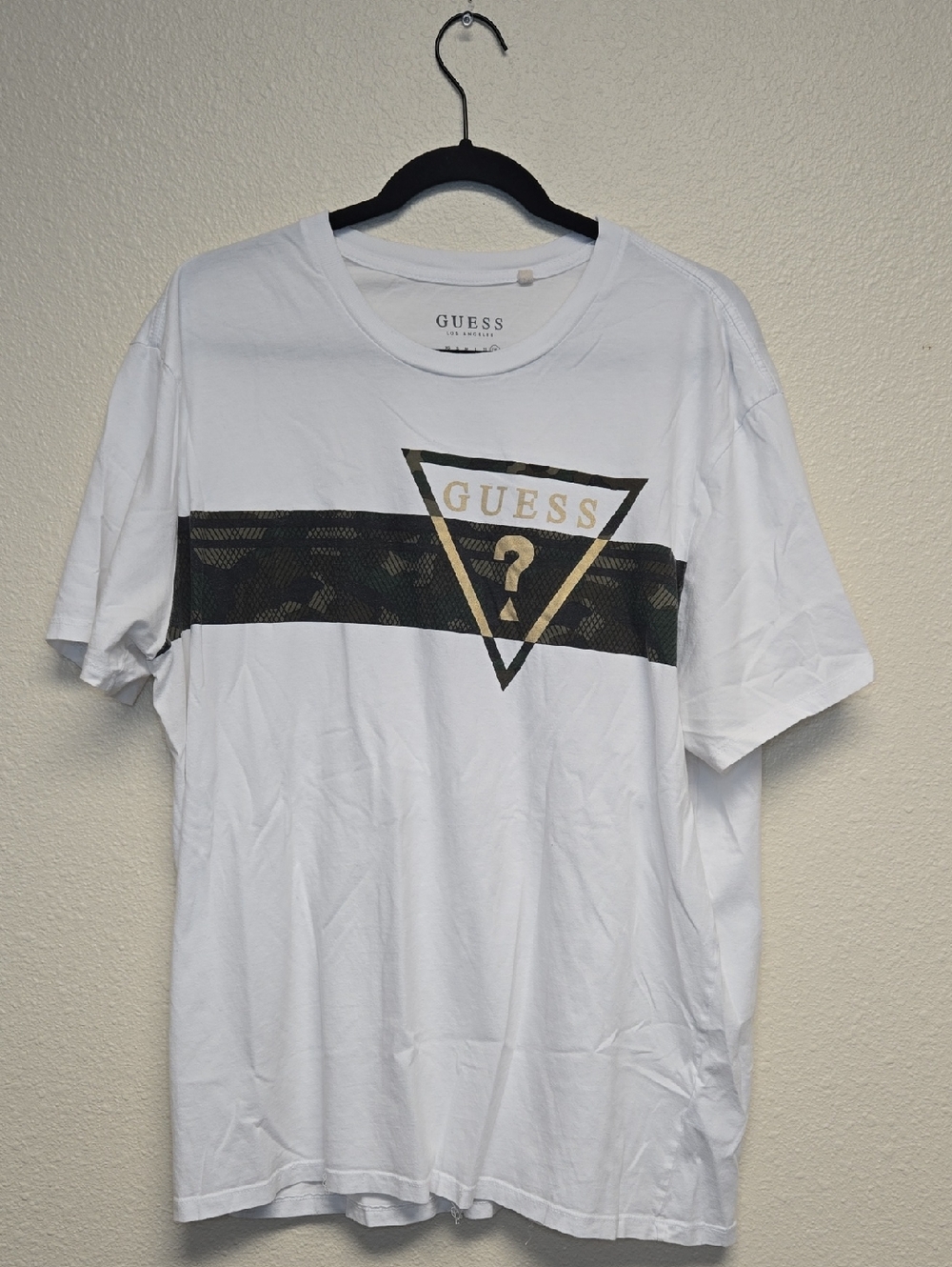Guess White & Camoflauge Logo T Shirt